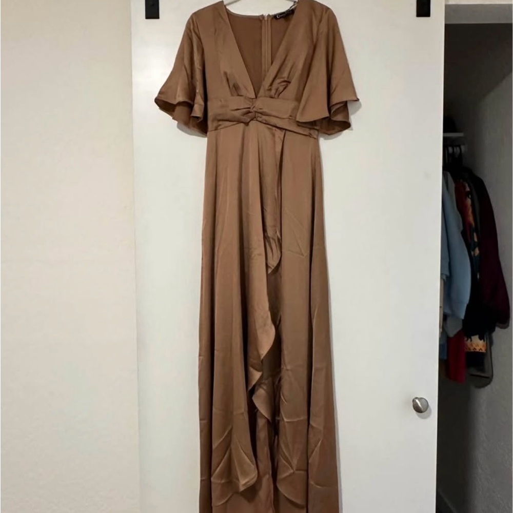 Bronze Floor Length Formal Gown